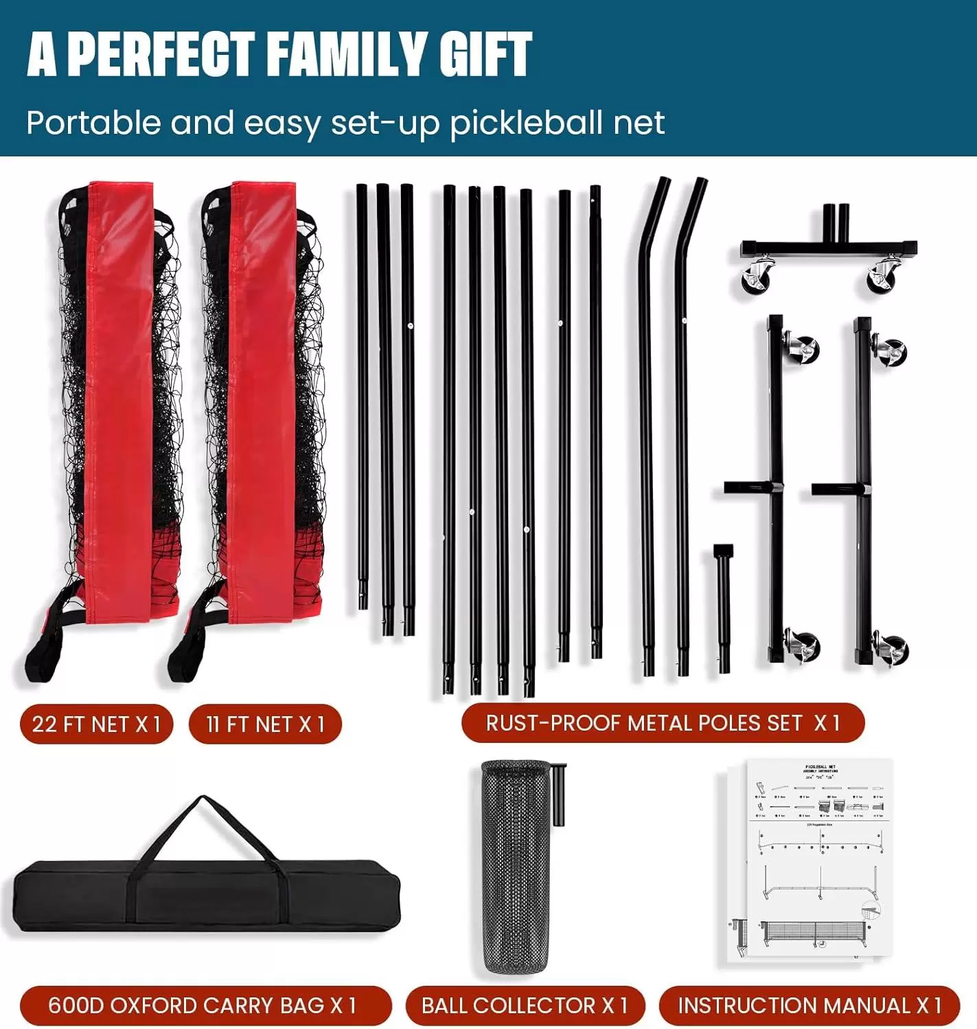 22x3피트 피클볼 연습 네트 I