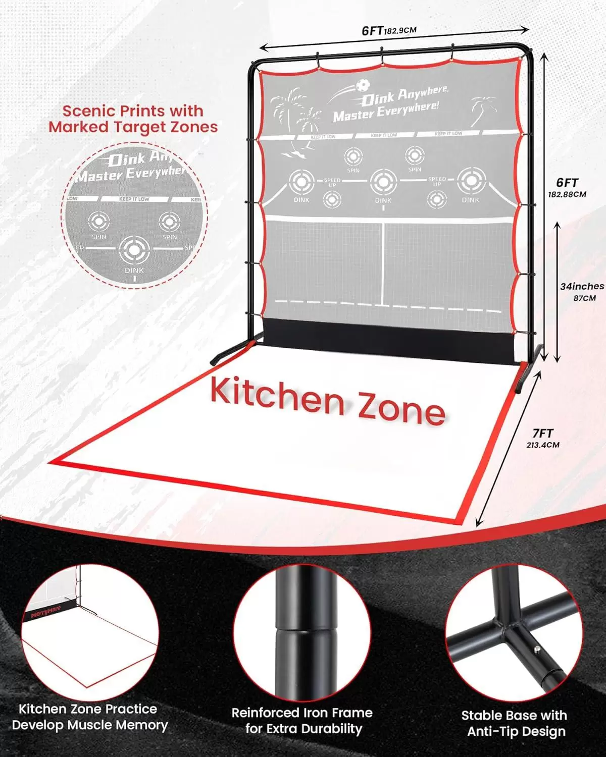 6*6ft 2-in-1 스틸 튜브 피클볼 II