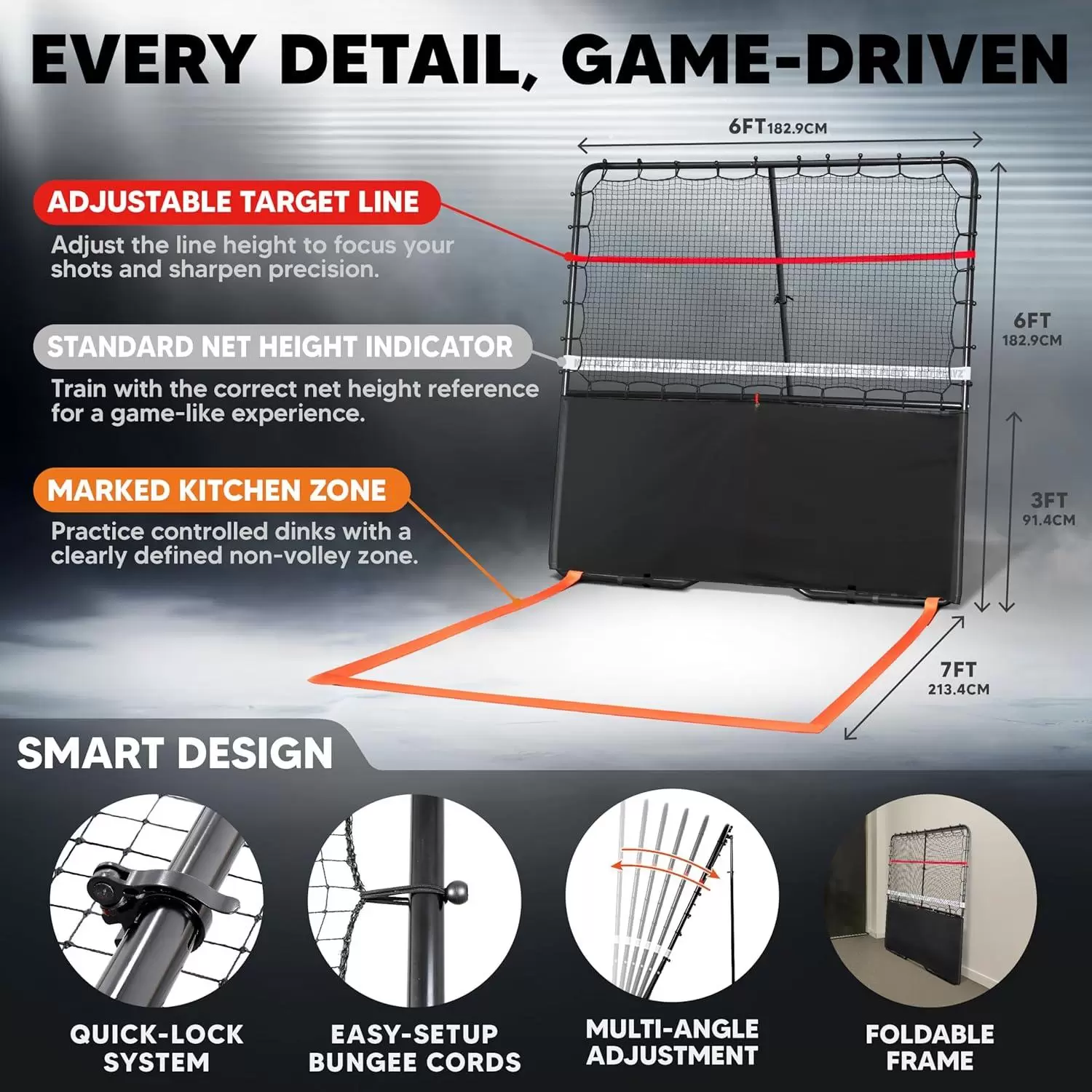 6*6ft 2-in-1 스틸 튜브 피클볼 III