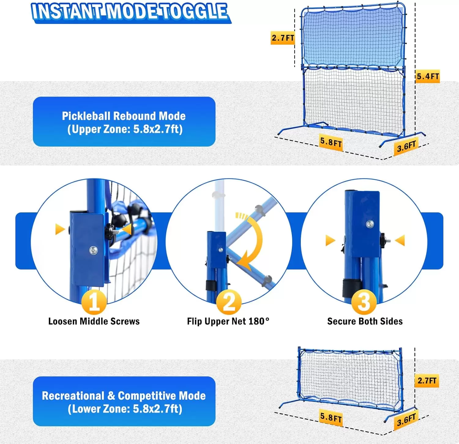 5.8*5.4피트 2-in-1 스틸 튜브 피클볼