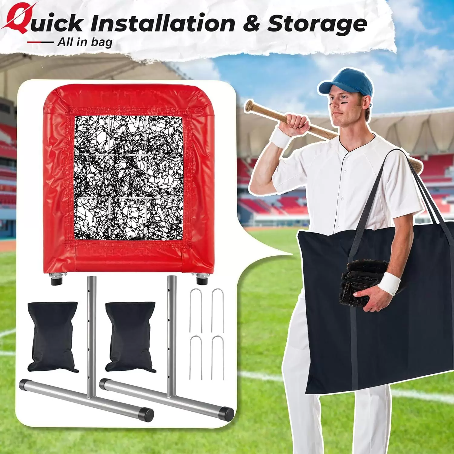9홀 프로 스타일 야구 및 소프트볼 투구 네트