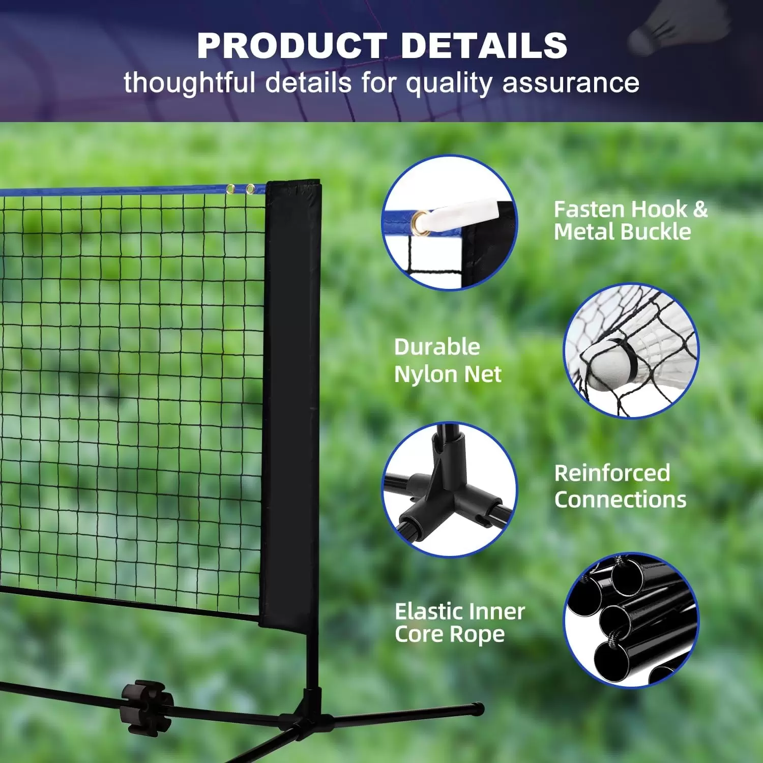 2-1 접이식 휴대용 배드민턴 및 피클볼 연습 네트